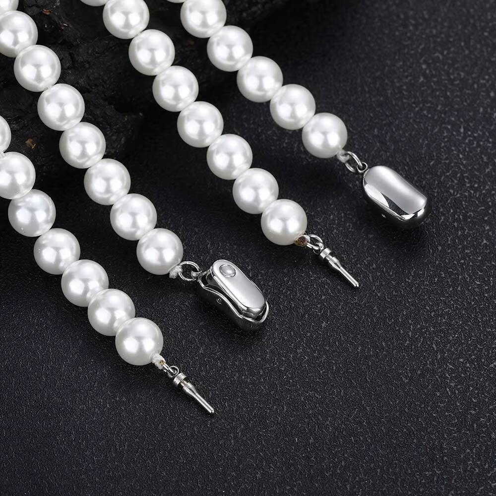 NUOYA Wholesale 8mm Glass Pearl Beads for Charm Jewelry Making White Imitation Freshwater Pearl Glass Bead Chain Necklace