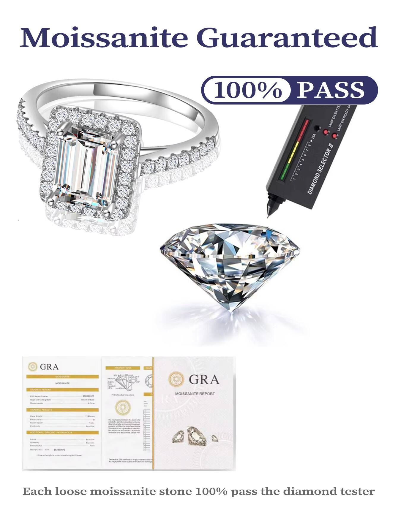 Bulk Lab Grown Diamond Ladies Ring Fine Jewelry S925 Sterling Silver Women Moissanite Wedding Finger Ring