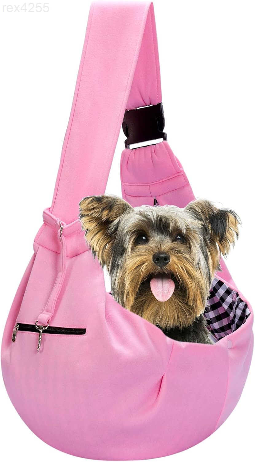 Dog Carrier Sling HandFree Dog Carriers for Small Dogs and Cats Puppy Sling Carrier with Zipper Purse Pocket Travel Safety Harness Puppy Essentials Pi
