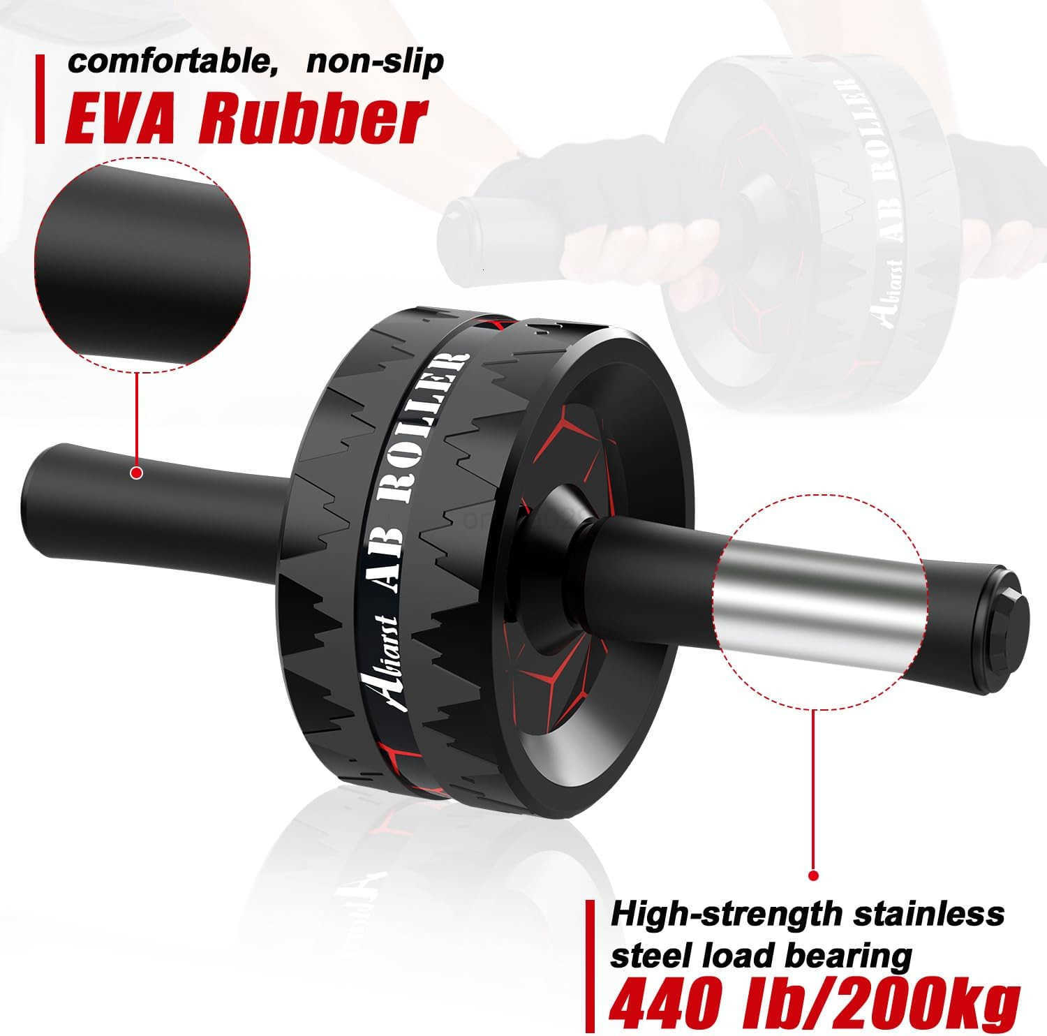 Ab Roller Wheel Abs Workout Equipment for Abdominal Core Strength Training Home Gym Exercise Wheels for Men Women with Knee Pad Accessories W250904