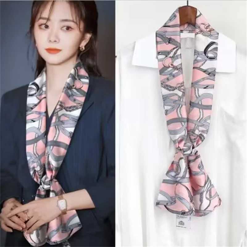 Luxury Design Ribbon Silk Scarf 14150cm band Neckerchi Foard Wen Hair Scarfs Neck Tie Lady Skinny Scarves Soft Satin G250904