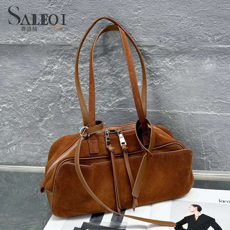 Genuine Grade Suede Cow Leather Women's Handbag New Designer High Quality Female Shoulder Crossbody Bag Autumn Winter Ins