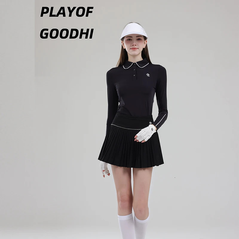 Female Golf Clothing Long Sleeve Tshirt Women Polo Collar Tops Highwaist Pleats Skirt Golfer Skorts with Inner Short 250903