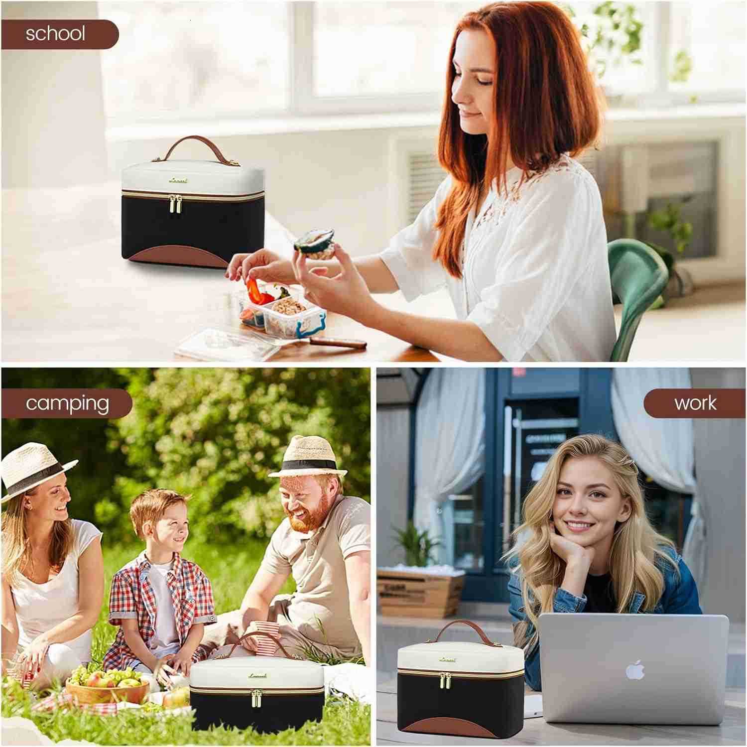 Insulated Lunch Bag for WomenAdult Lunch Box for WomenLeakproof Cooler Bag for Office Picnic Hiking BeachLunch Tote Bag with Adjustable Shoulder Strap