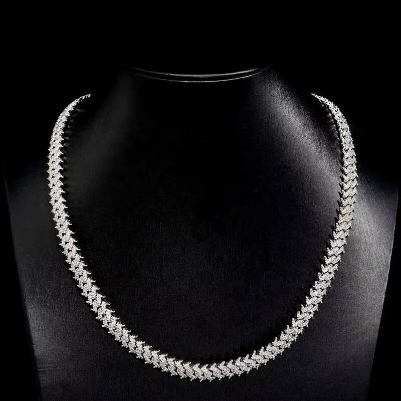 8mm 925 Solid Silver Hip Hop Jewelry USA Warehouse Fast Shipping Iced Certificate GRA Moissanite Diamond Cuban Link Necklaces