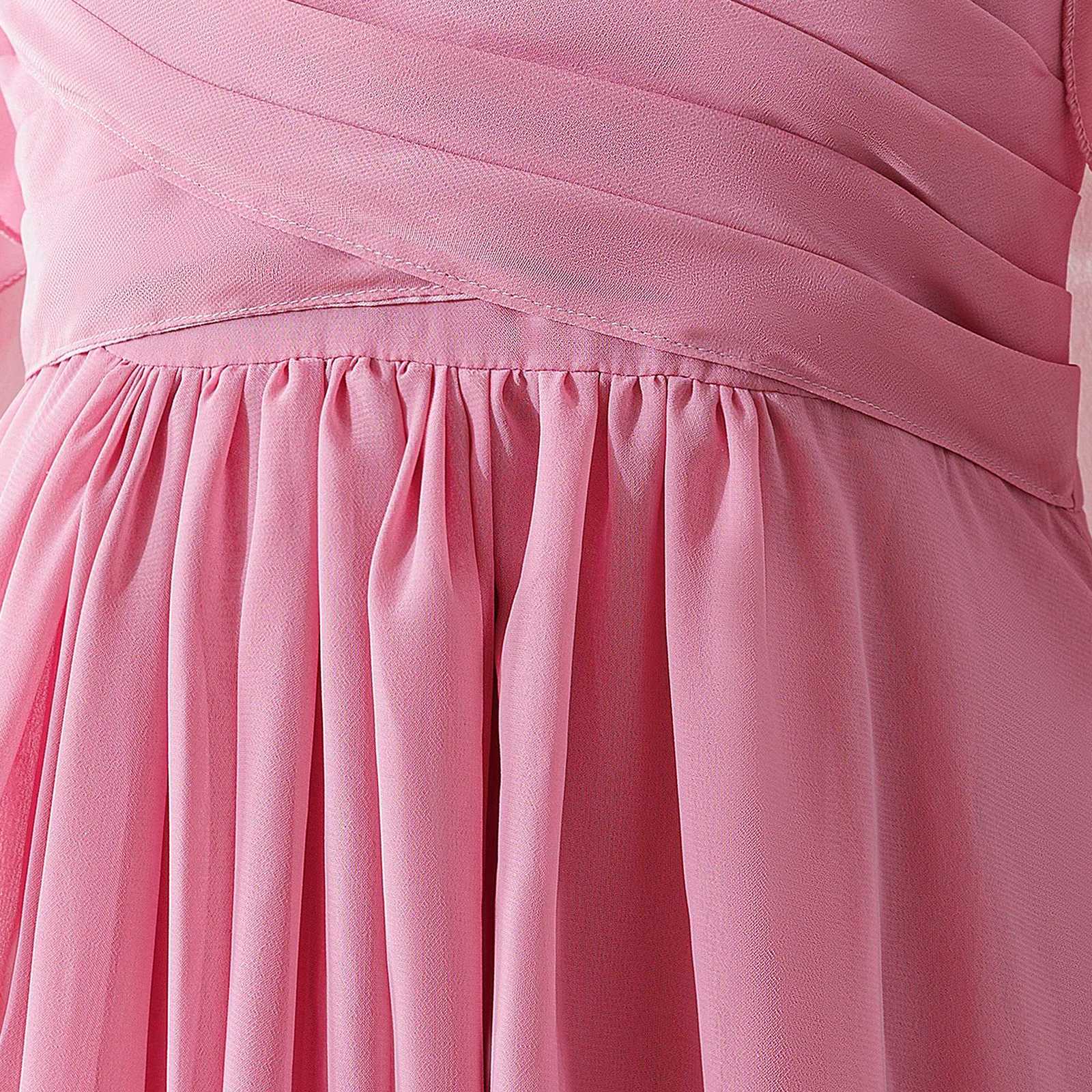 Elegant Fold Bridesmaids Party Girls Dress Wedding Birthday Princess Prom Chiffon Kids Dresses for Girl Birthday Evening Costume Z250904