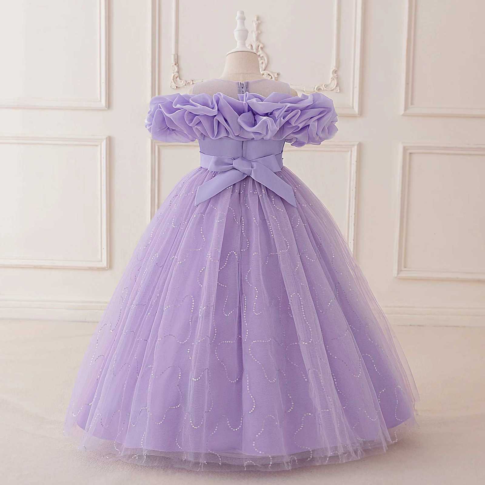 Elegant Flower Bridesmaid Girl Dresses Bow Birthday Party Princess Dress Girls Formal Tulle Wedding Graduation Evening Prom Gown Z250904
