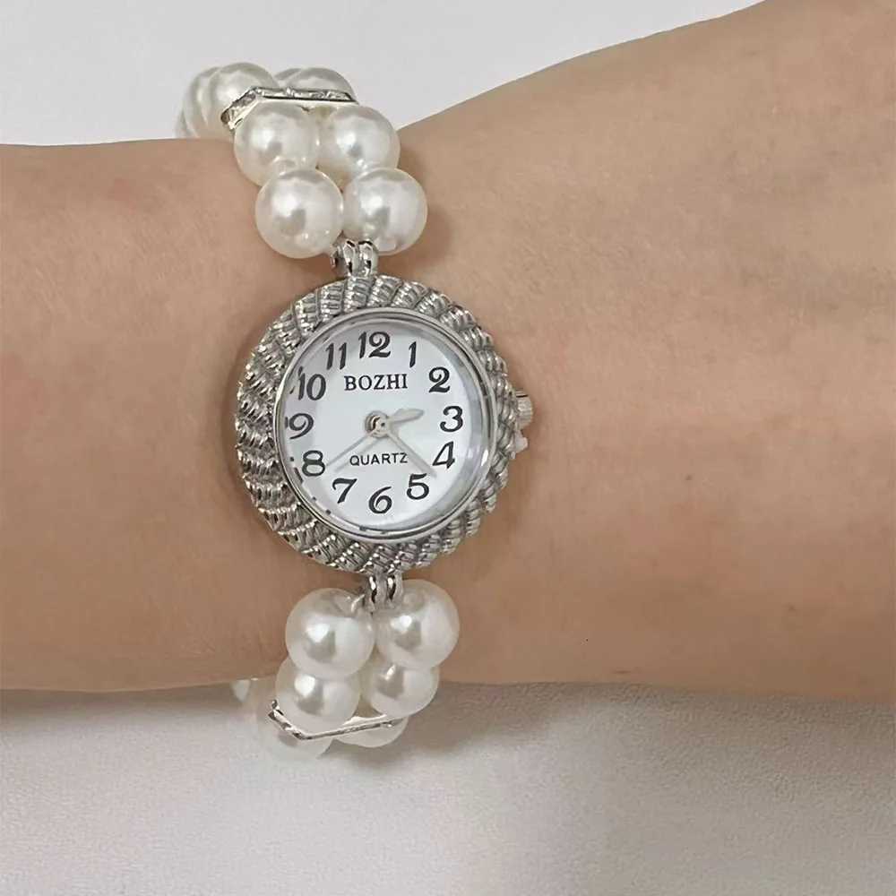 Doublelayer Fashion Wen Watch Luxury Pearl Beaded Bracelet Watches Strap Quartz Wristwatches Horloges Jewelry Gift X250904