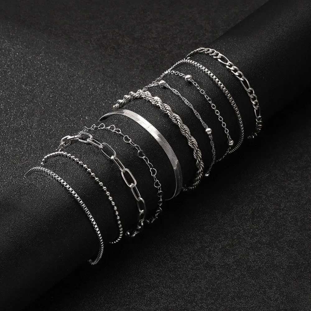 10pcs Set Charm Gold Color Cuban Twist Chain Bracelet for Women Men Luxury Multilayer Summer Beach Bangle Jewelry Set GiftXJ250904