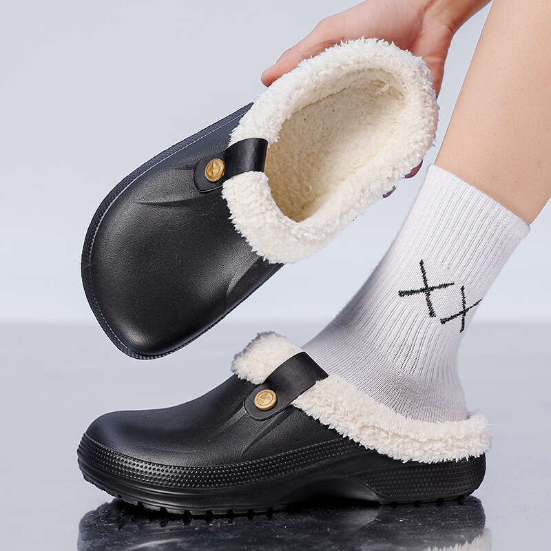 2025 New Large Size Fleece-Lined Home Slippers Women and Couples, Closed-Toe Cotton Shoes, Warm Furry Shoes for Men