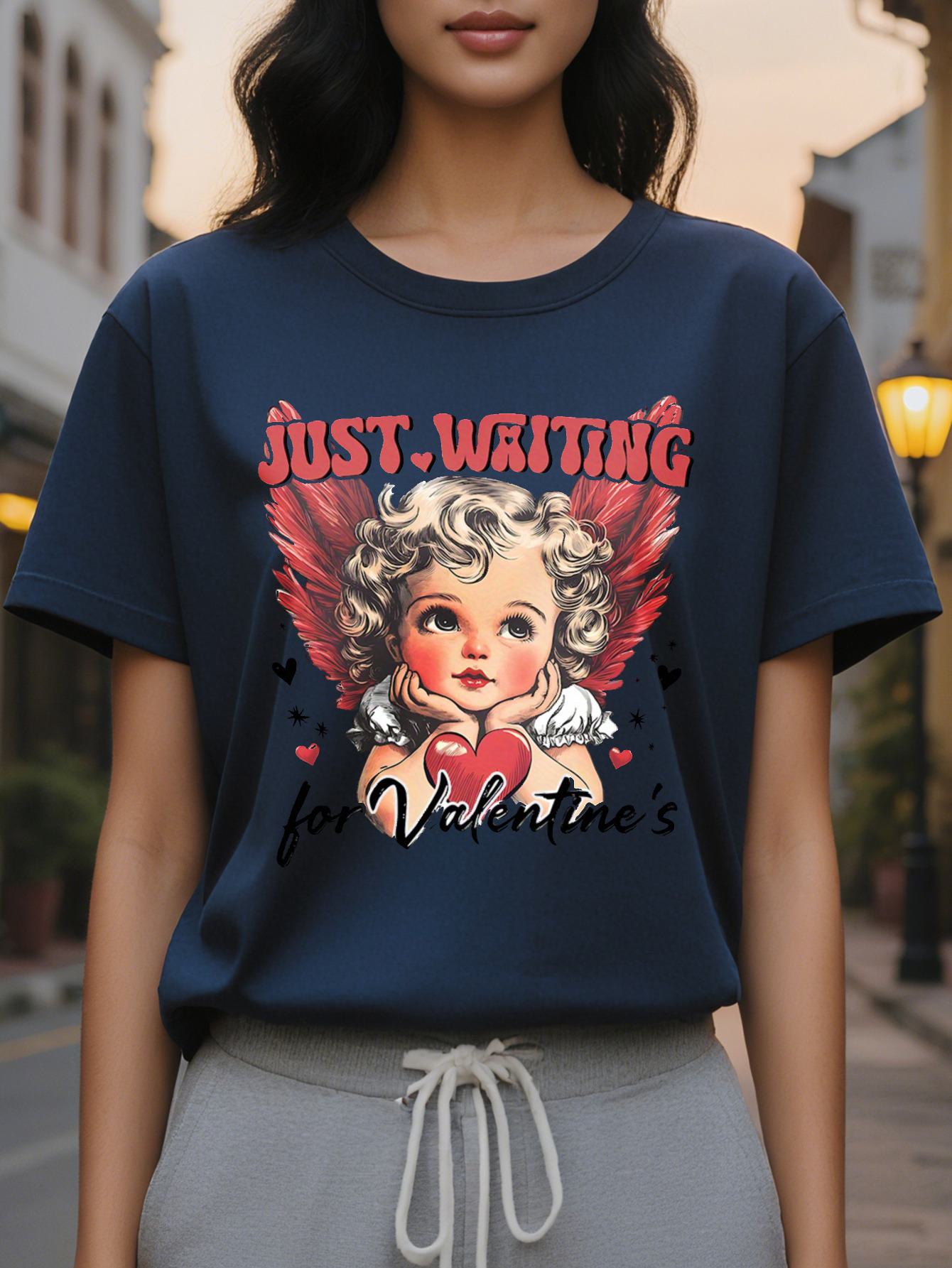 Women's casual round neck cotton regular length letter pattern short sleeve T-shirt for summer, write only