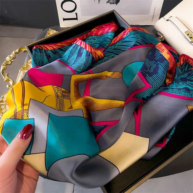 Luxury Print Shawl Square Scarf for Wen Satin Fashion Wraps Neckerchi Fa Hair Bands Ribbon band Bandana 70X70CM G250904