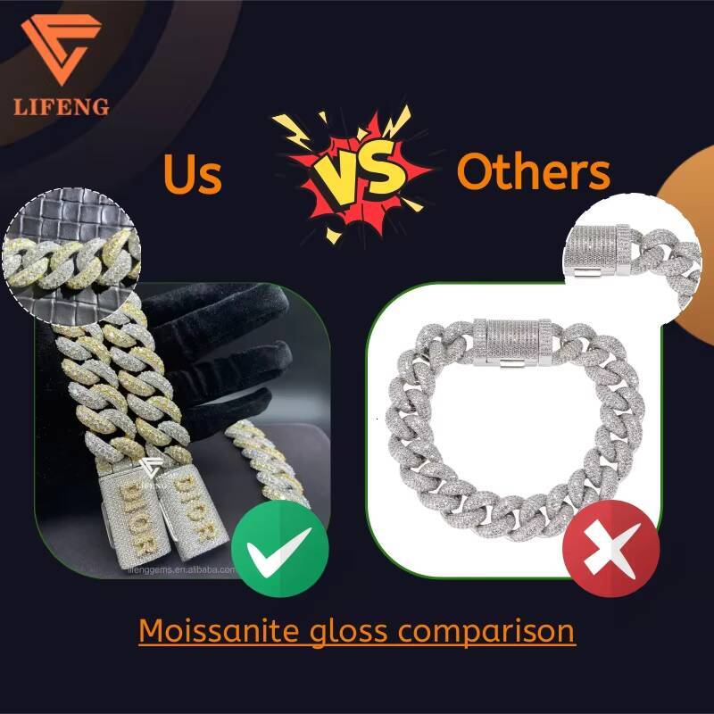 18mm 3Row Gold Plated 925 Silver Cuban Link Chain Iced Out VVS Moissanite Diamond Necklace Charm Clasp Jewelry Making Accessory