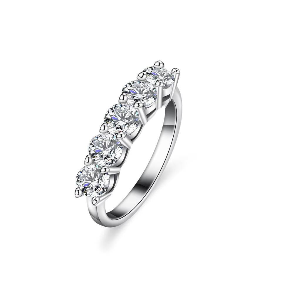 S925 Silver Moissanite Ring with Diamonds Luxurious and Gorgeous Style for Weddings Banquets and Dress Matching