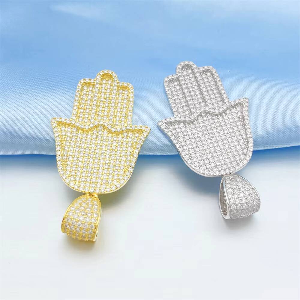 In Stock Couple Sterling Silver Pendant Rhinestone Moissanite Hand Pendant