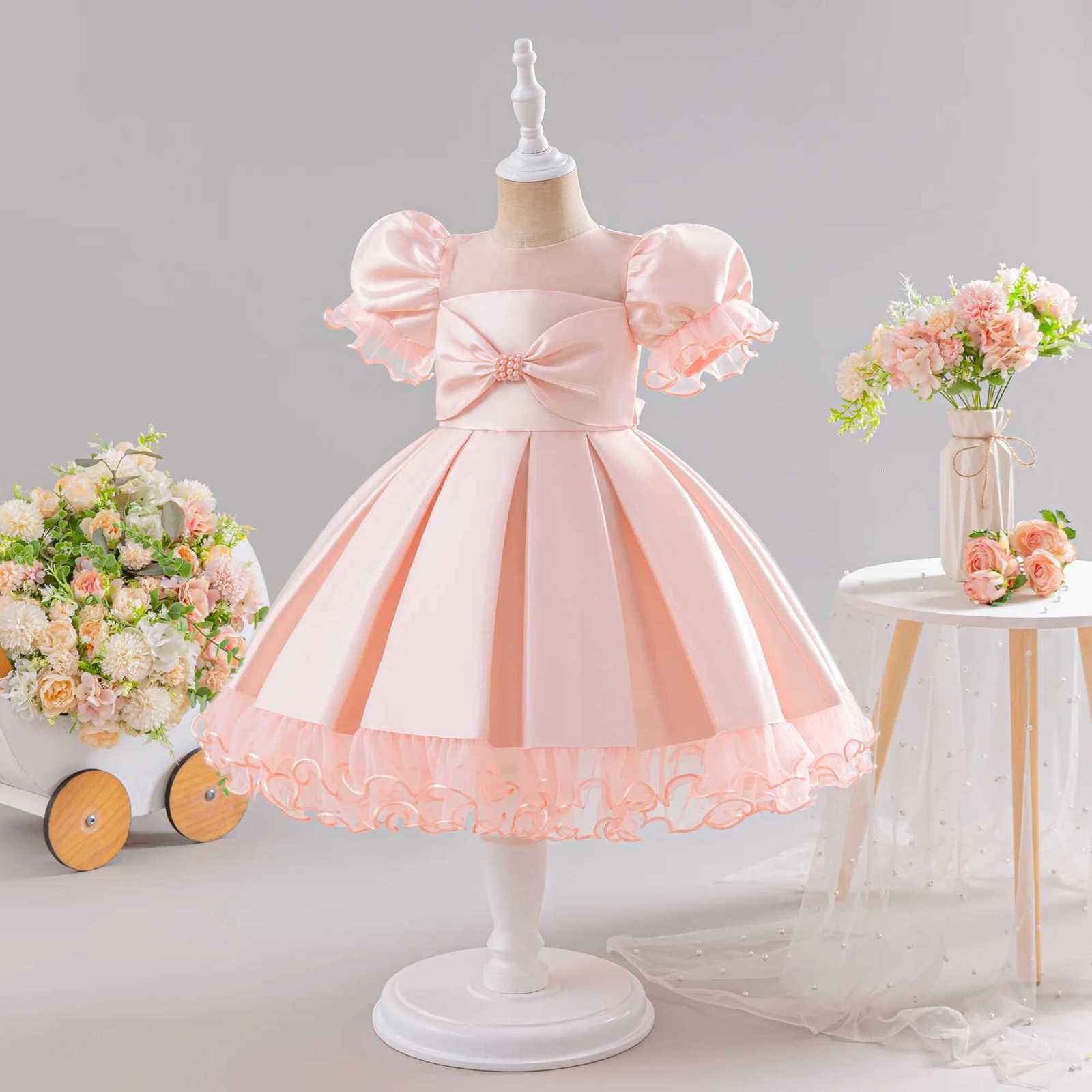 Sweet pink girls dress pastoral style princess dress suitable for birthday party piano concert Z250904