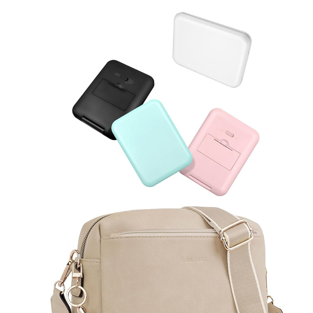 portable folding makeup Woman cute 2x magnification Travel Handheld LED Cosmetic Button Battery mirror pocket mirror with light