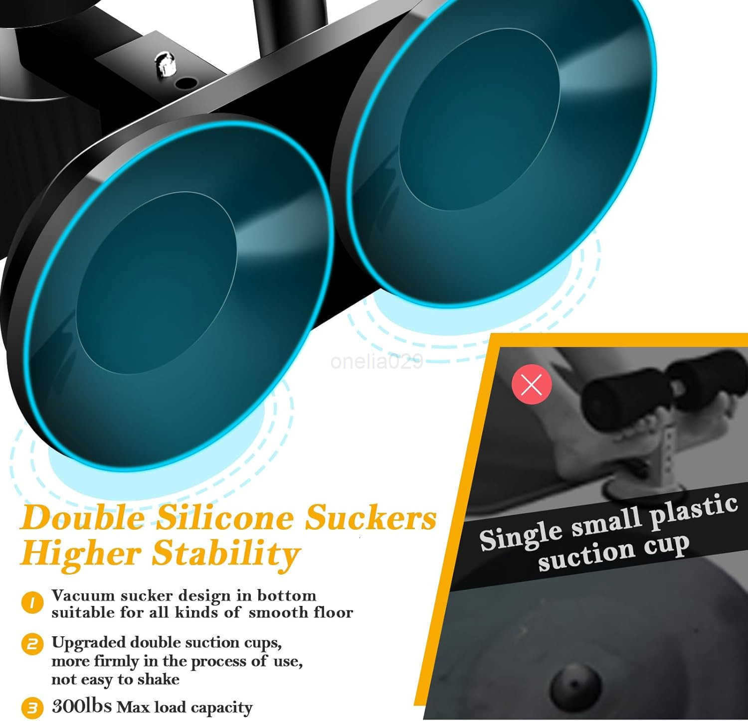 Sit Up Bar Floor Portable Sit Up Exercise Equipment with 2 Strong Suction Cups and Adjustable Foot Holder Abs Master Assistant Device for Home Workout