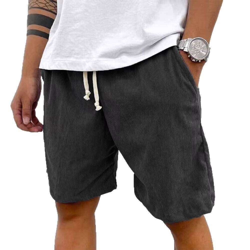 Summer Style High-Quality Corduroy Drawstring Pocket Comfortable Casual Men's Shorts