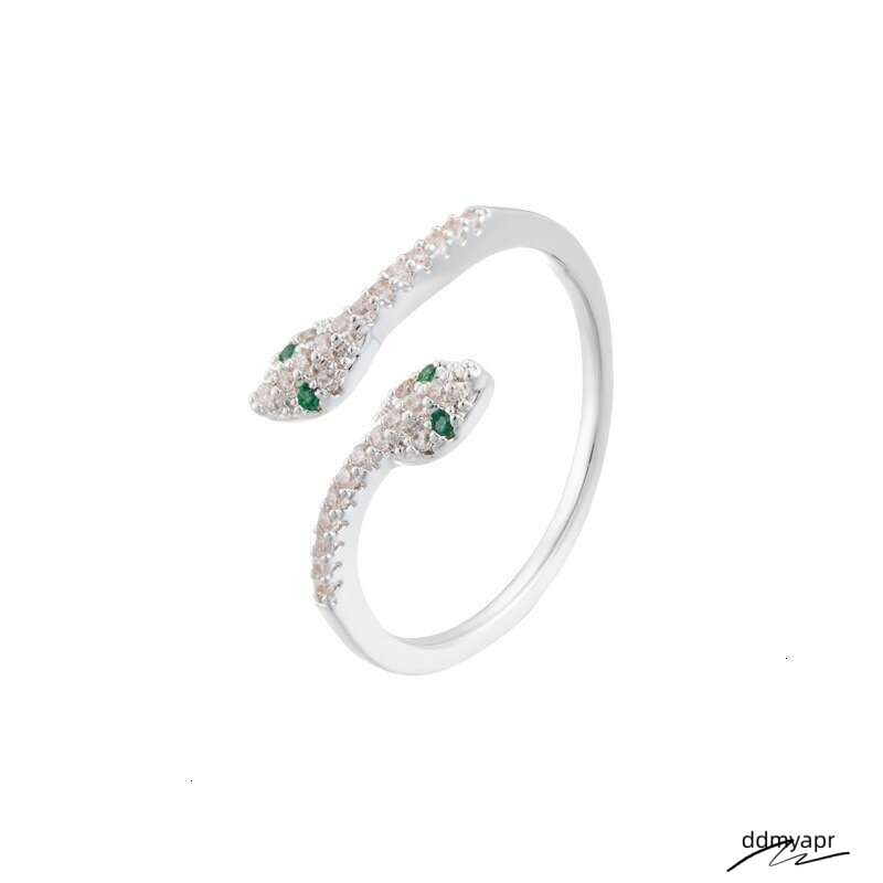 Dual Snake - Adjustable Open Cuff Fashion Ring For Women | Sterling Sier Plated Cubic Zirconia Ddmyday Statement Finger Jewelry Ddmyday