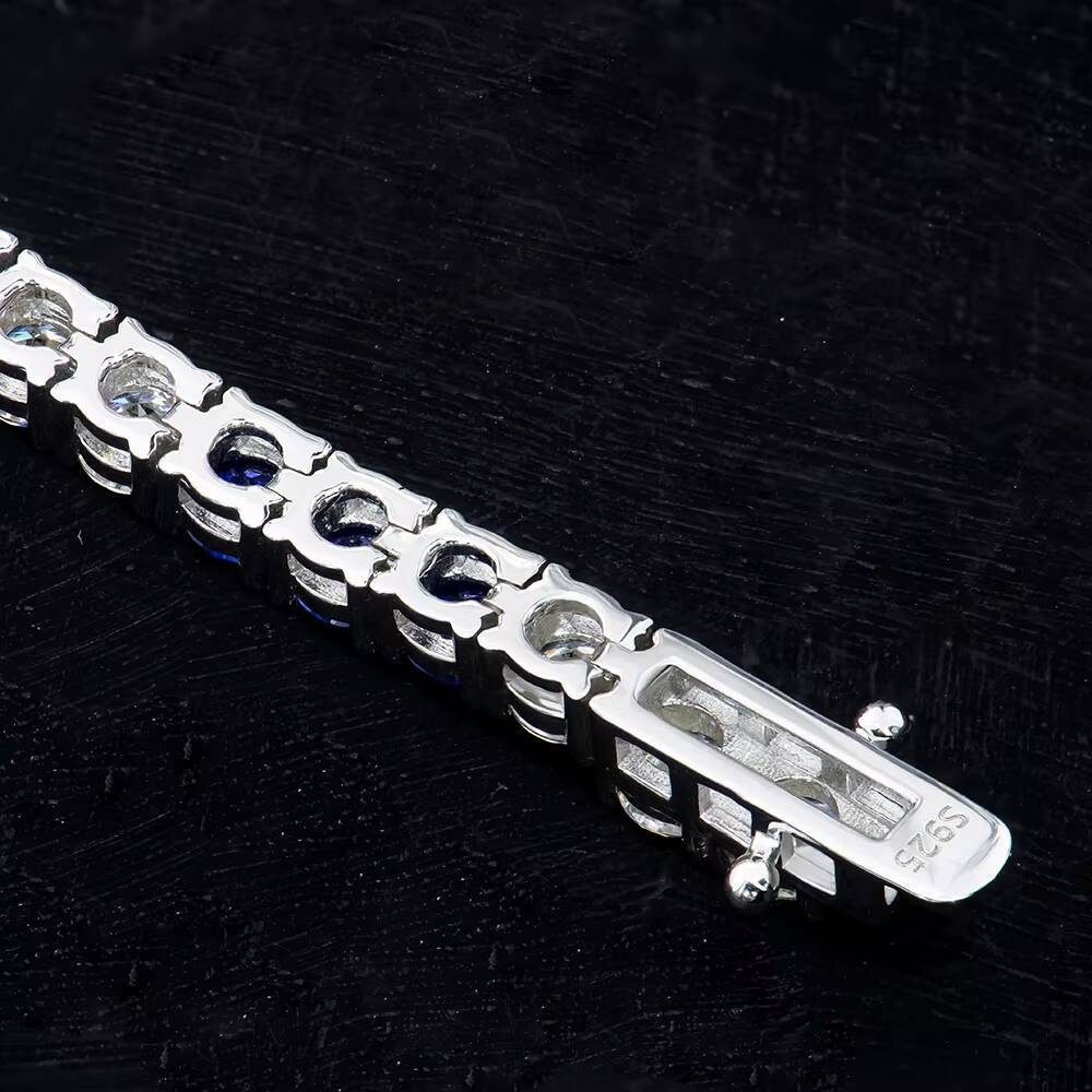 Round 4mm MoissaniteNano Tennis Bracelet Iced Out Sterling Silver Tennis Moissanite Bracelet Trendy Jewelry for Man and Women