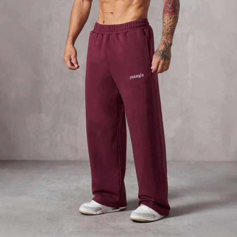 2025 American Style Mens Sports Pants Spring Autumn Outdoor Jogging Muscle Fitness Embroidered Straight Casual Long Pants 250903