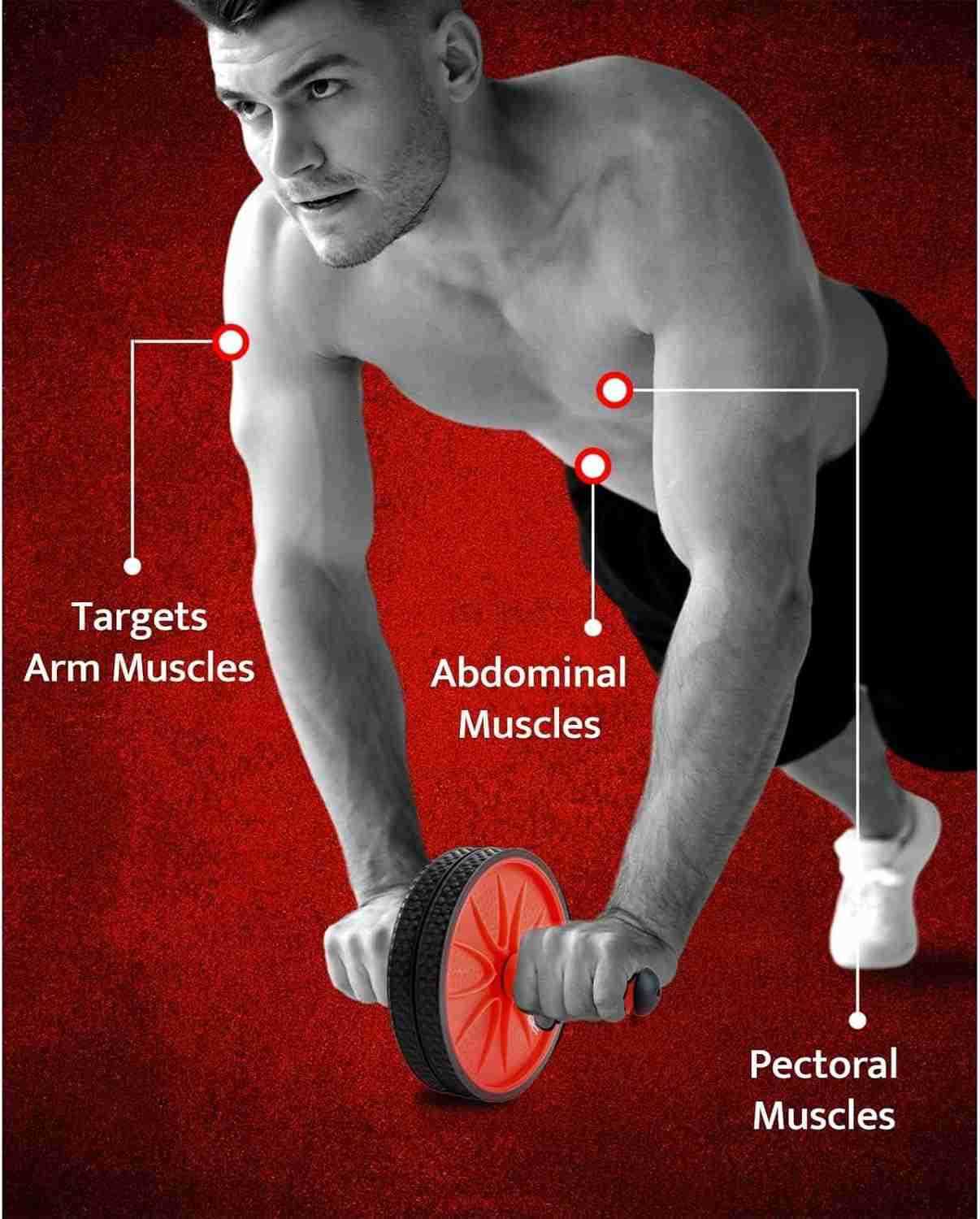 Ab Roller Black Red Modern Core Fitness Equipment for Home Gym Travel Ab Wheel for Workout Core Stability W250903