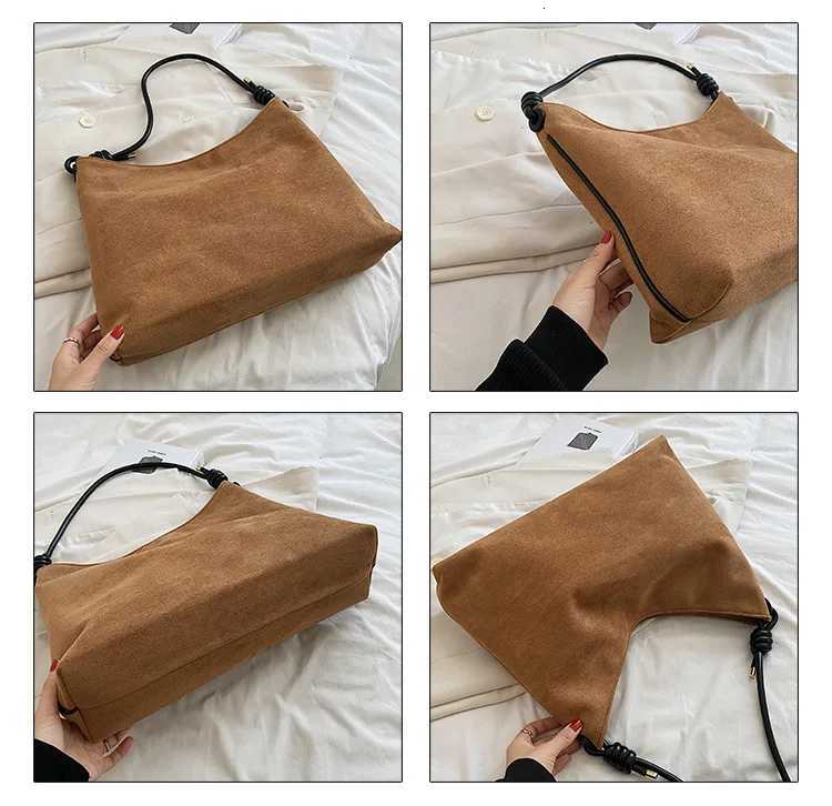 Vintage Scrub Leather women handbag large Capacity Winter new design female Hobos Shoulder bags ladies Faux Suede big tote Z250903