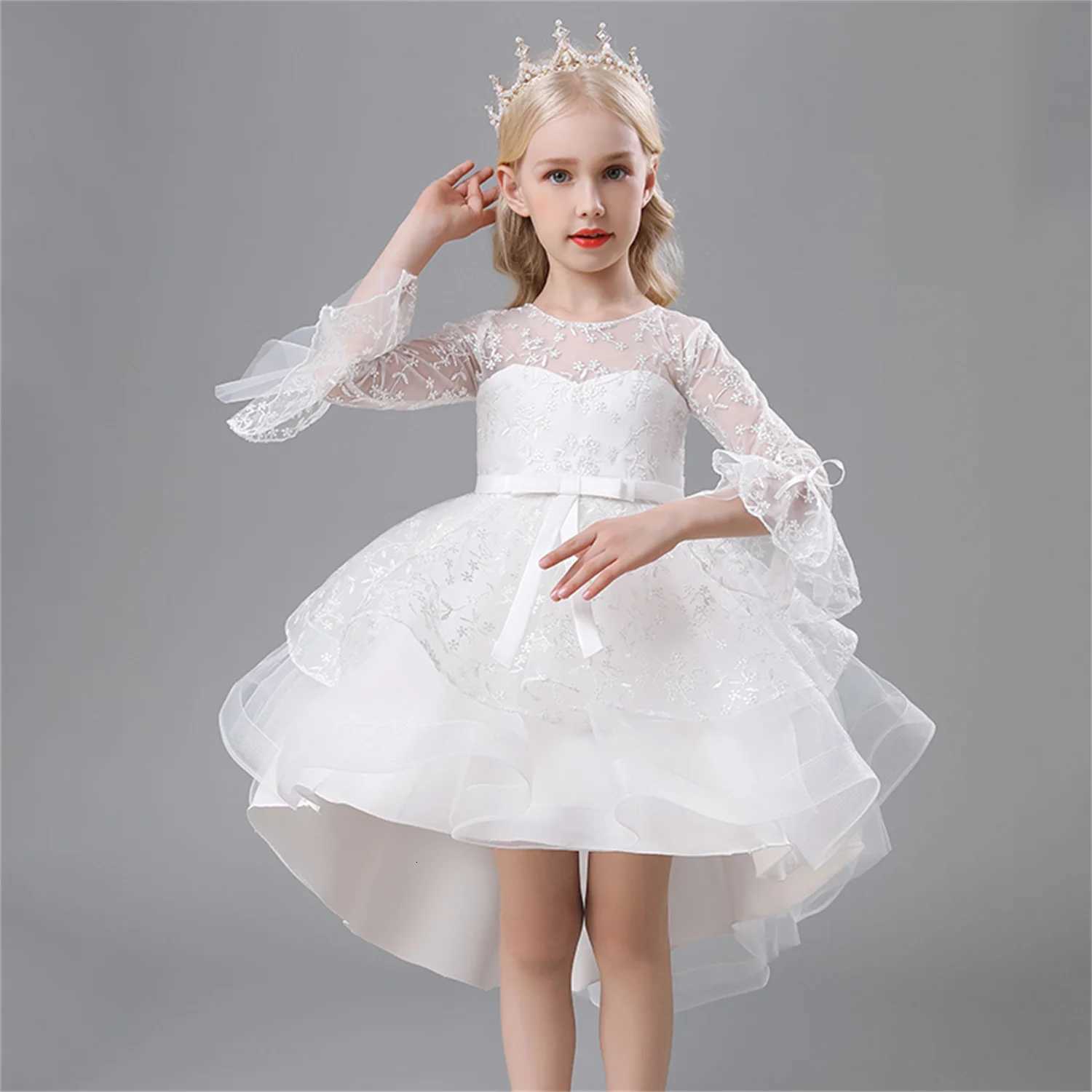 Flower Girls Princess Dresses Baby Wedding Christmas Party Trailing Dress Teenager Children Kids Elegant Vestidos For 3-12Years Z250904