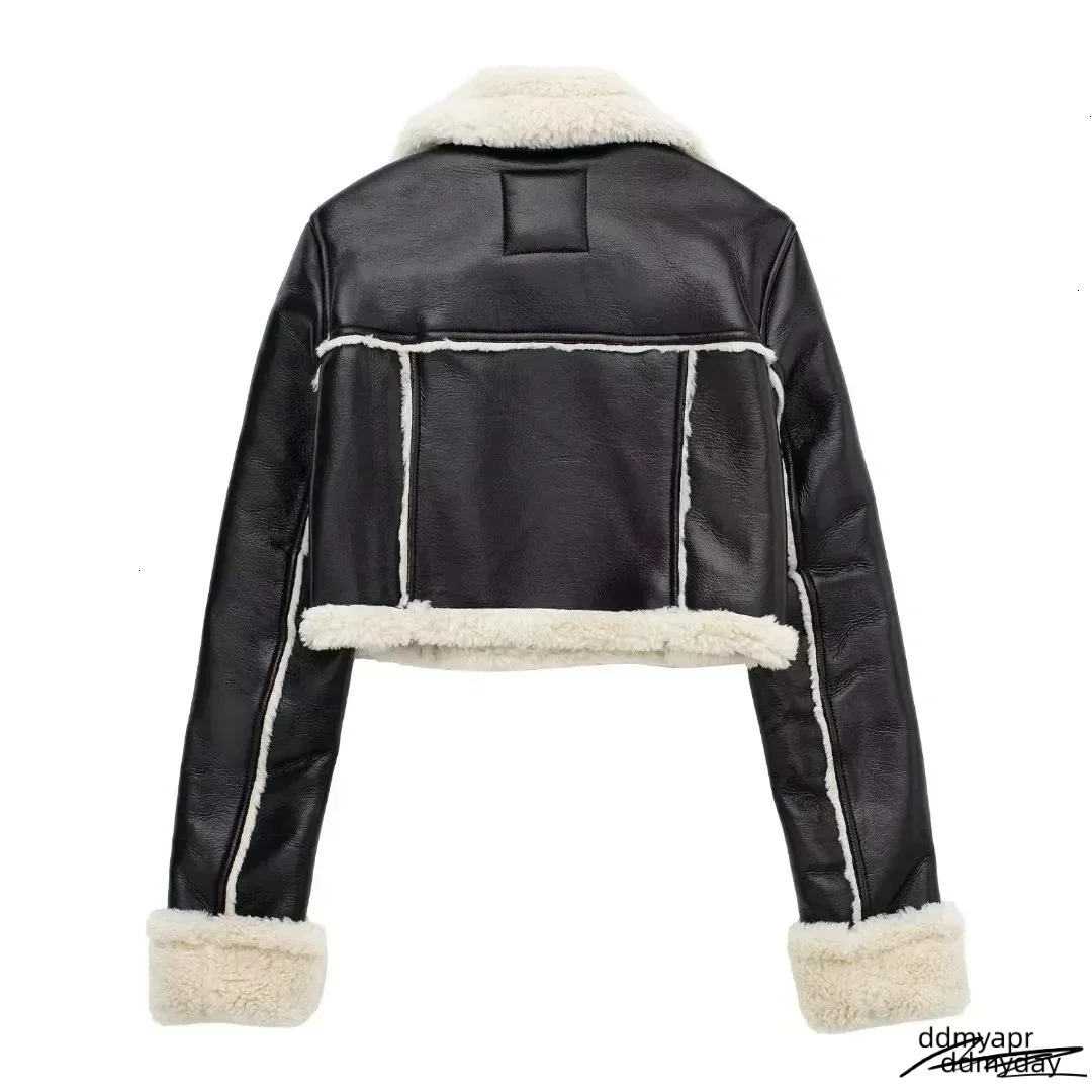 Winter Women Coats Faux Shearg Sheepskin Coat Retro Motorcycle Jacket Woman Jackets Outerwear Ddmyday