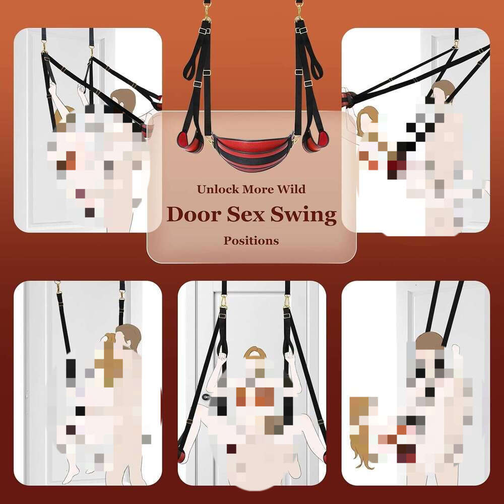 Swing Door BDSM Bondage Thigh Restraints with Adjustable Straps Hardware Buckle Leather Soft Plush Kinky Adult Sex Toys for Men Women Couples