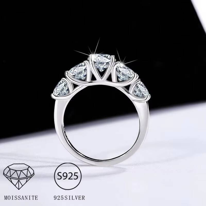 S925 Sterling Silver 36 Moissanite Moissanite FiveStar Ring Classic Fashion HighEnd Luxury Couple Model