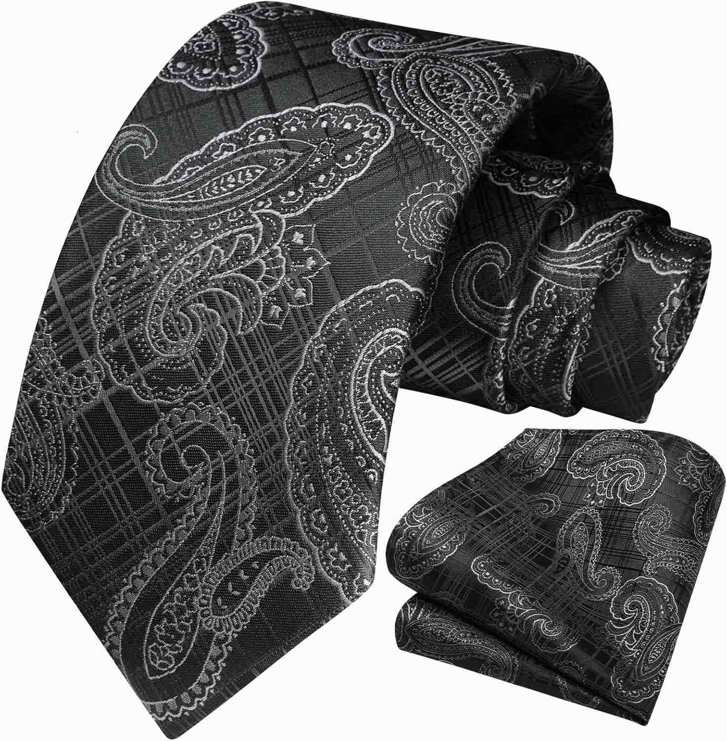 Ties for Men Classic Floral Tie and Pocket Square Elegant Silk Necktie Handkerchief Set Wedding PartyW250904