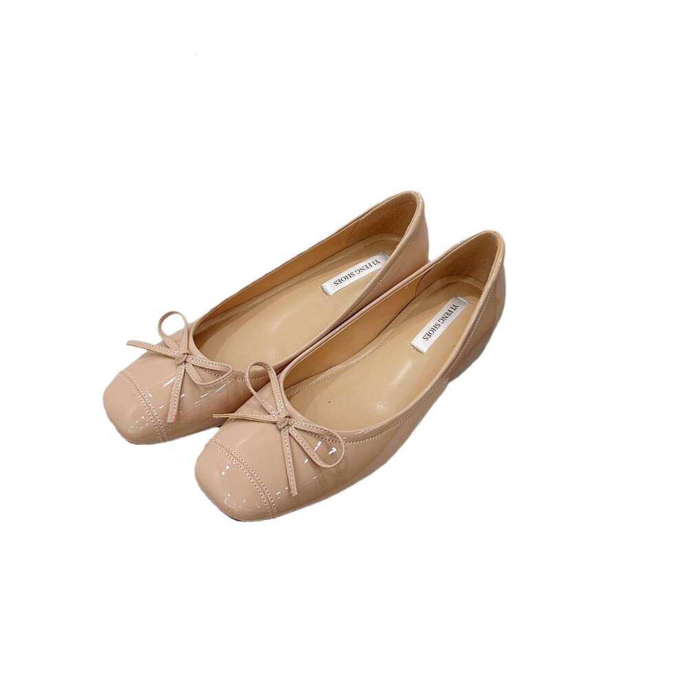 Women's Hidden Wedge with Bowknot, Square Toe, Flat Ballet Flats, Sweet and Versatile, Suitable for Outdoor Wear, Elegant Shallow Mouth Single Sh