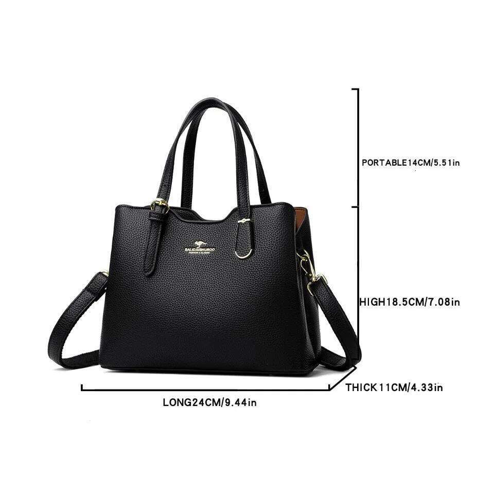 3 Layers Genuine High Quality Pu Leather Casual Tote Handbags Designer Shoulder Crossbody Bags for Women Sac