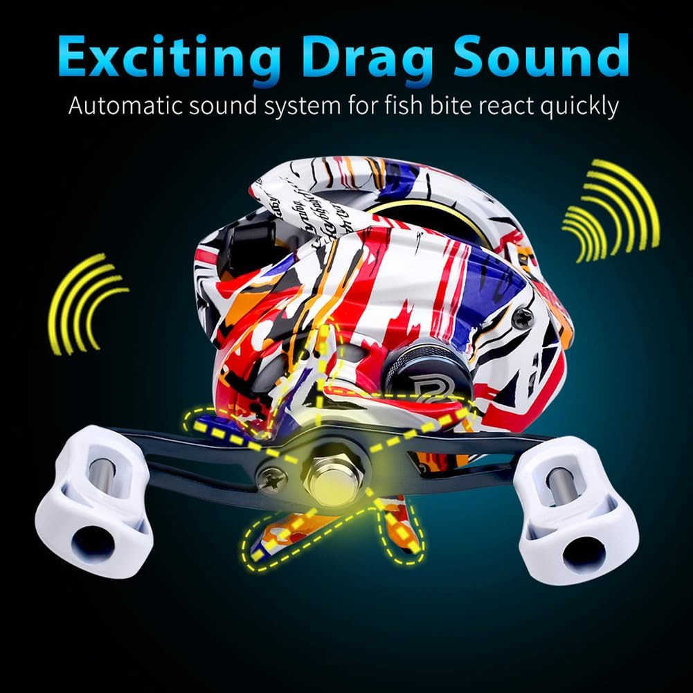 Baitcasting Fishing Reel 51BB Baitcasting Reel High Speed 721 Gear Ratio Low Profile Baitcaster Reel 8kg Max Drag Metal Body Baitcaster Fishing Reels 