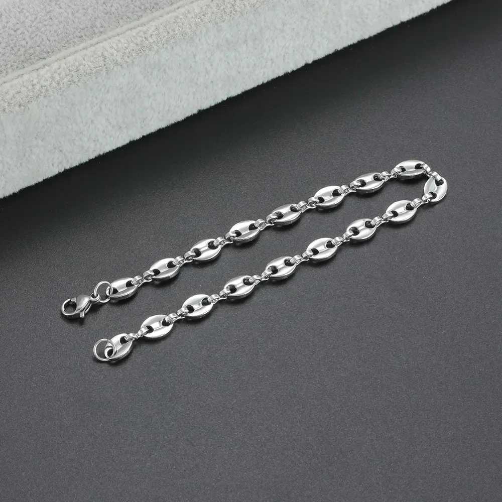 316L Stainless Steel Coffee Bean Chain Bracelet For Men Women Hiphop Hand Unisex Statement Jewelry Wholesale Gift 79 Inch W250904