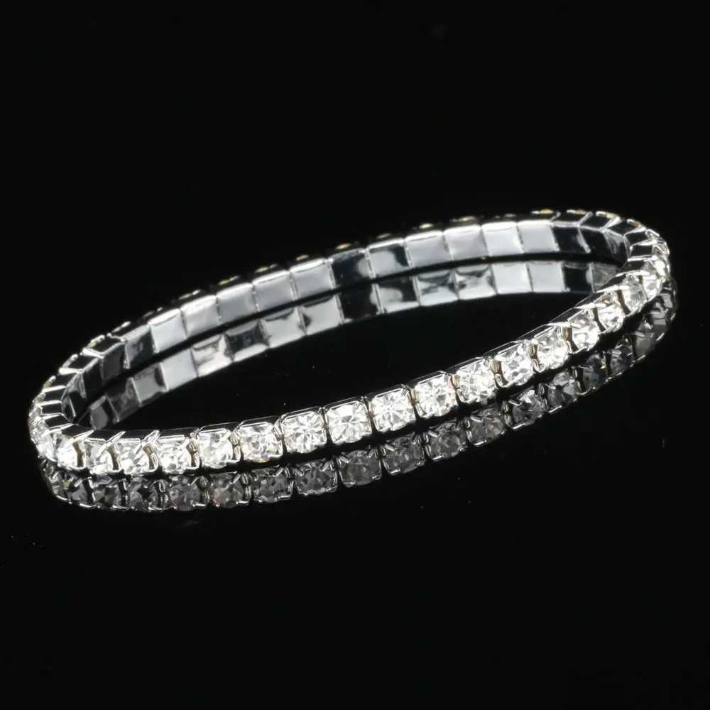 New Fashion Vintage Elasticity Crystal Rhinestone Bracelets Bangles for Women Adjustable Pulsera Jewelry Party WholesalesXJ250904