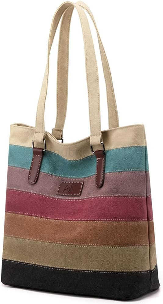 Canvas Handbag MultiColor Striped Lattice Cross Body Shoulder Purse Bag ToteHandbag for Women M250904