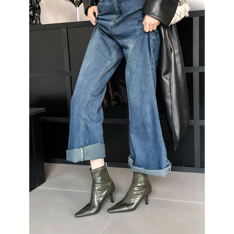 2025 Designer's New Pointed Stiletto High Heels Fashion Short Boots