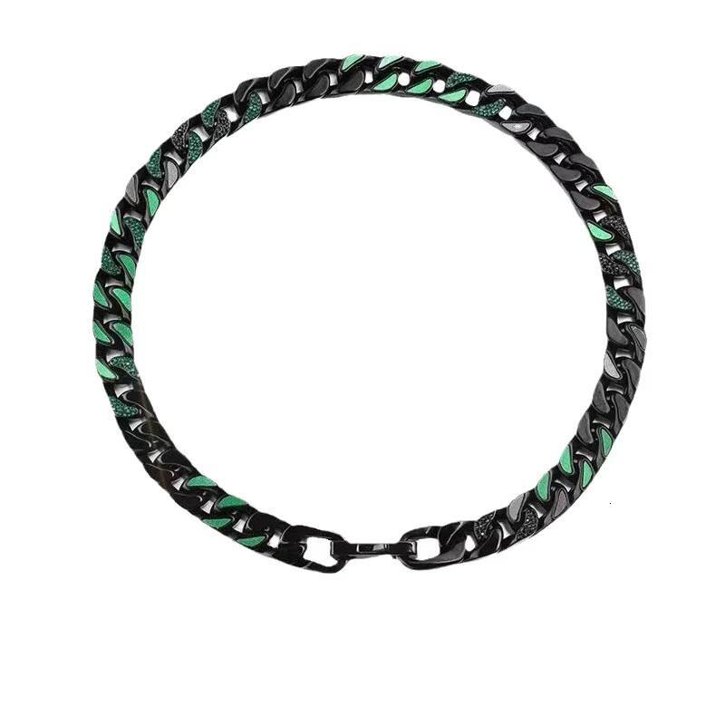 Wholesale Hiphop Stainless Steel Non Fading Colorful Paint Necklace Inlaid Zircon Cuban Chain Necklace for Unisex Jewelry