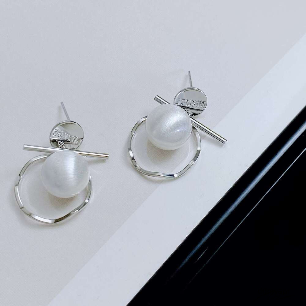 Collections Kanamina Unique Niche Round Splicing Brushed Ball For Women S Ddmyday Sier Needle Fashionable Elegant Earrings Ddmyday