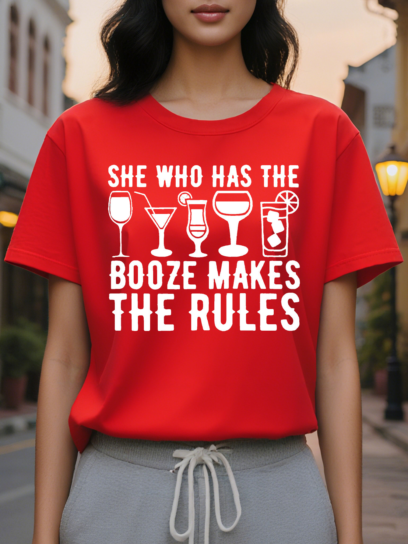 Large XL Women S Fitted Round Neck T-Shirt with Tail Letter Print for Spring and Summer Plus Size