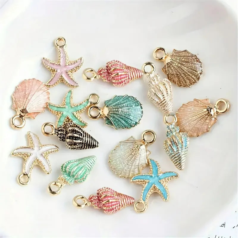 3050pcs Of Random Dripping Oil Pearlescent Conch Shell Starfish Diy Jewelry Accessories Bracelet Earrings Pendant Alloy 250828