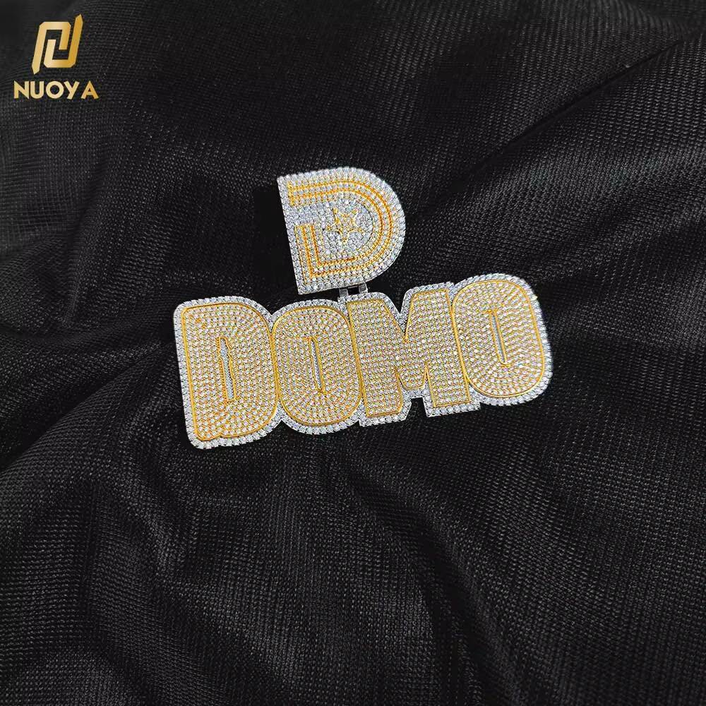 Nuoya Custom VVS Moissanite Pendant 925 Sterling Silver Hip Hop Jewelry High Quality Pass Diamond Tester Letter Pendant for Gift