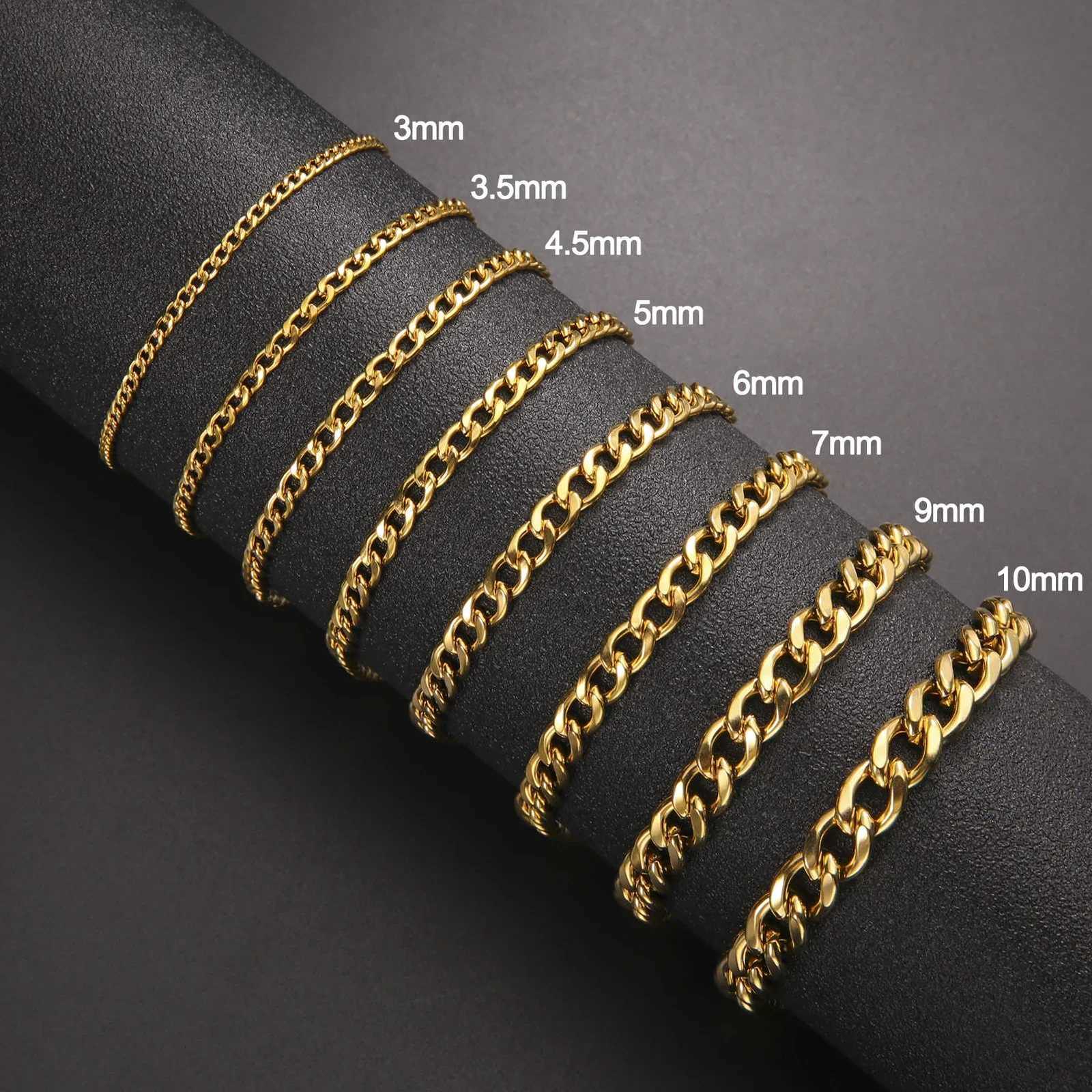 Teamer 310mm Wide Mens Cuban Chain Bracelet Women Stainless Steel Gold Color Minimalist Basic Figaro Chain Punk Jewelry Gift W250904