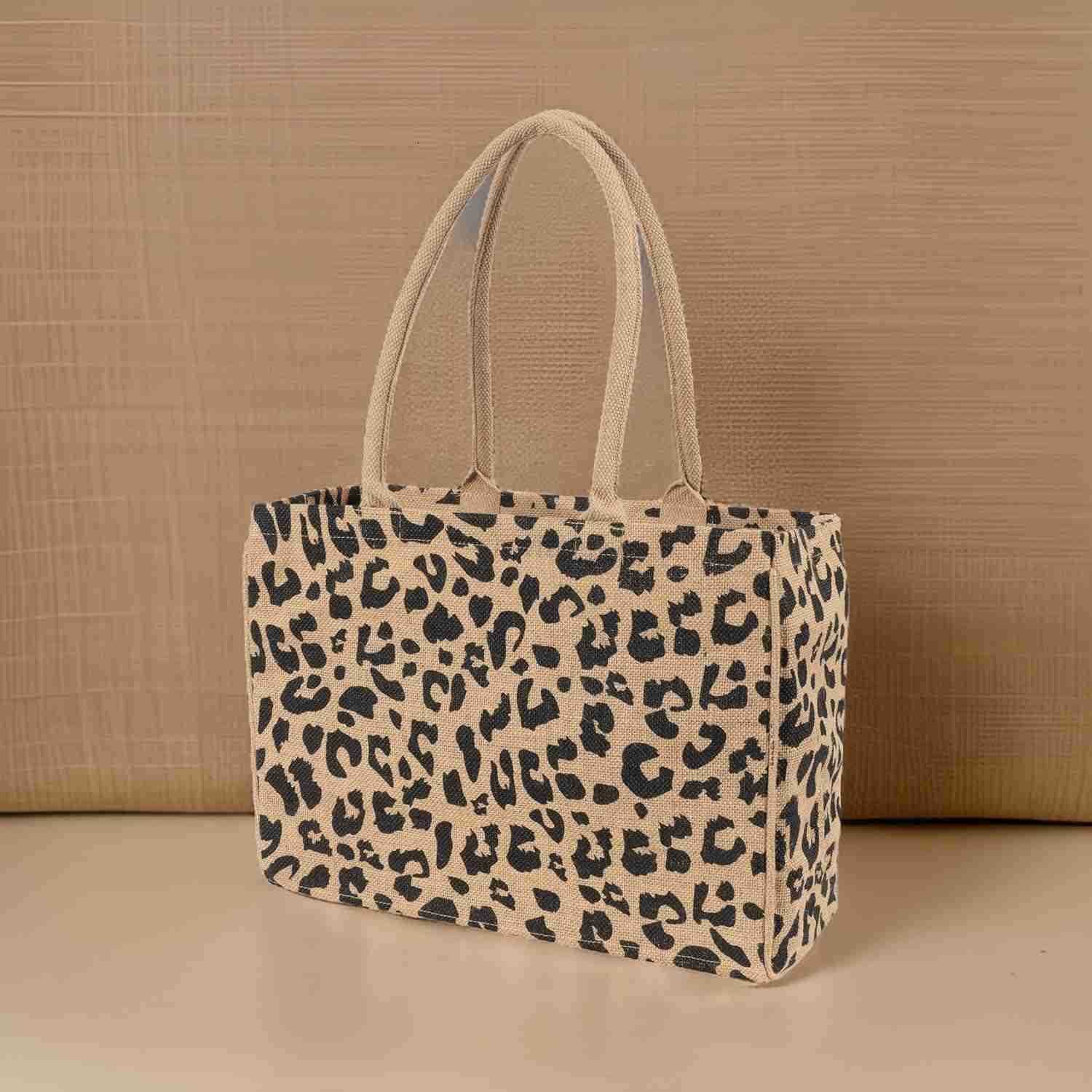 Tote Bag Leopard Print Durable Handle Reinforced Bottom and Interior Zipper PocketW250904