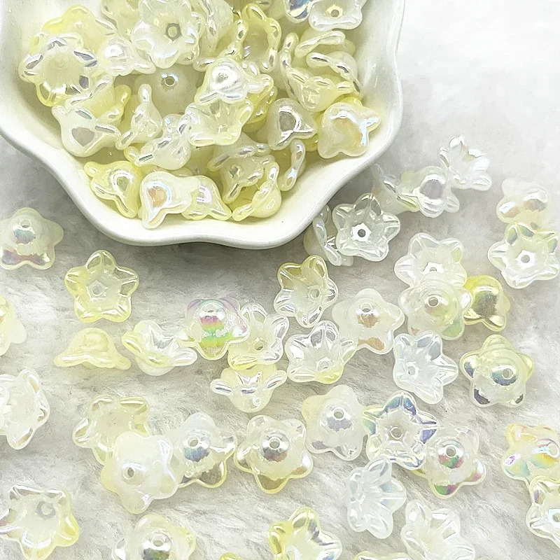50pcs 7x1m Gradual Change Acrylic Bellflower Beads Caps Jewelry Findings Charms Bracelets Spacer for Making 250828