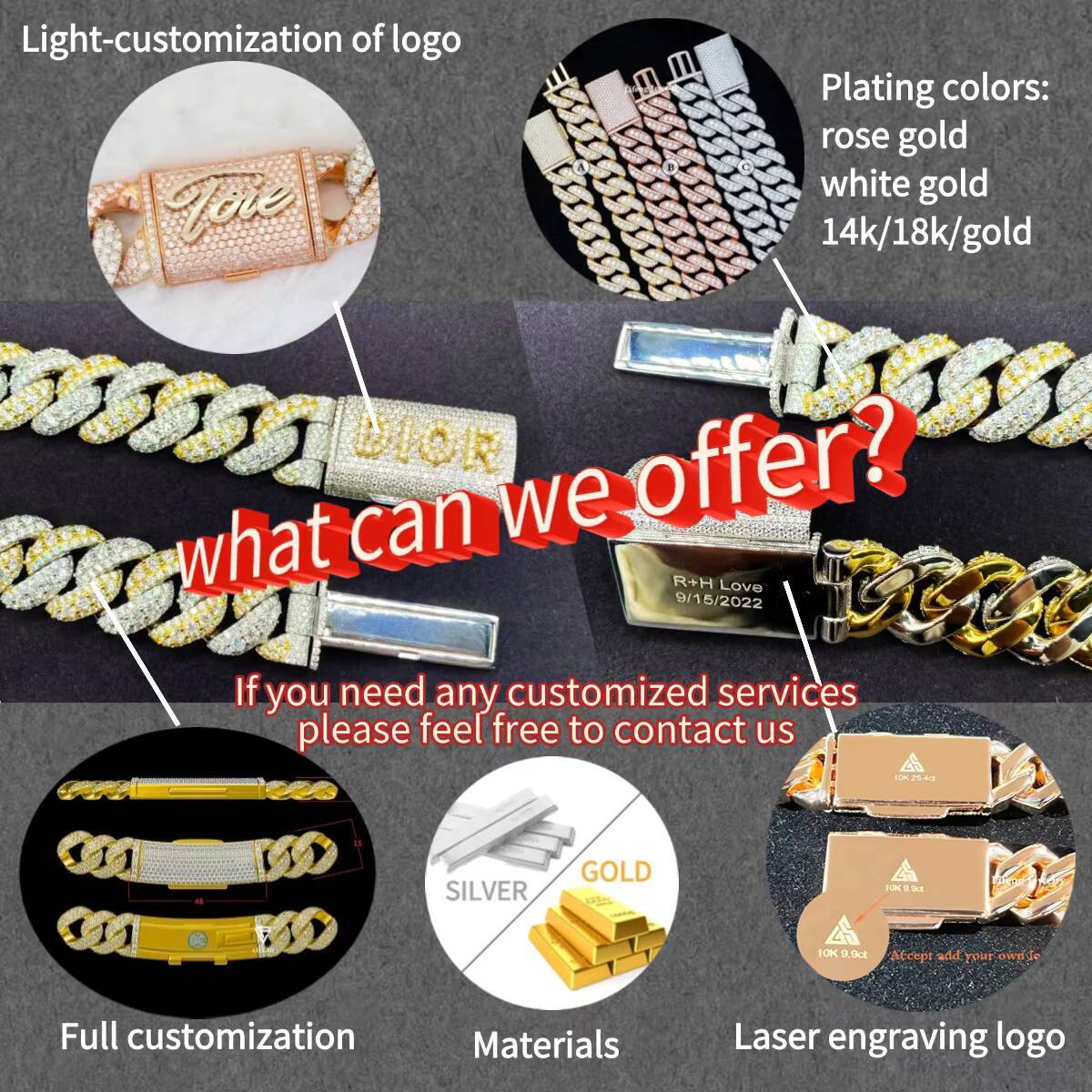 New 15mm 18inch VVS Moissanite Diamond Necklace 925 Sterling Silver Cuban Link Chain Miami Hip Hop Style Jewelry for Women