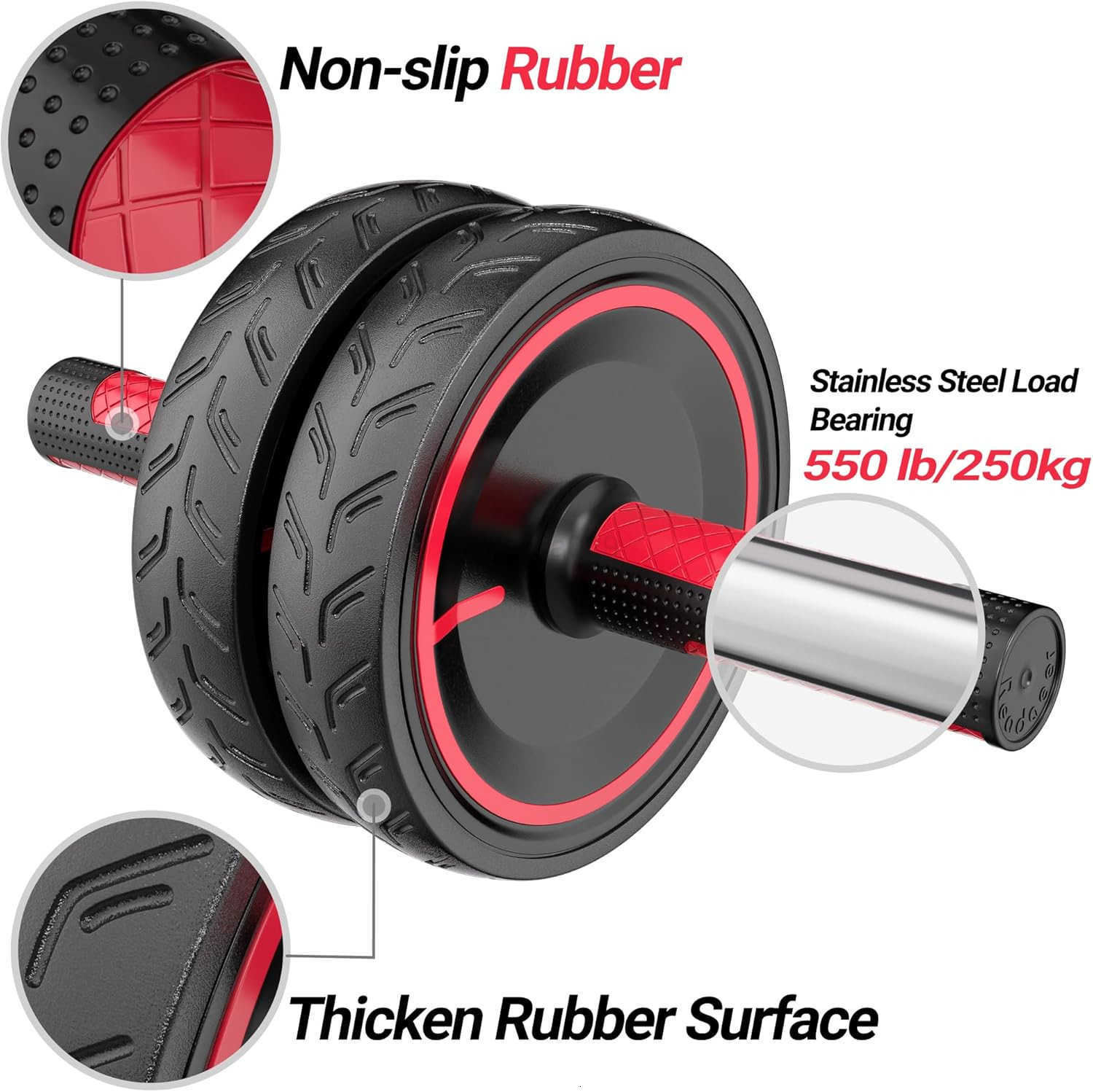 Ab Roller Wheel Heavy Duty Workout Equipment for Home Gym Professional Metal Handle with Rubber Surface Abdominal Exercise Wheel for Strength Training